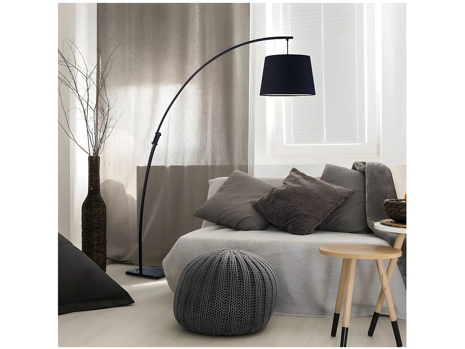Lampadaire Arc Design "Missoula" 188cm Noir
