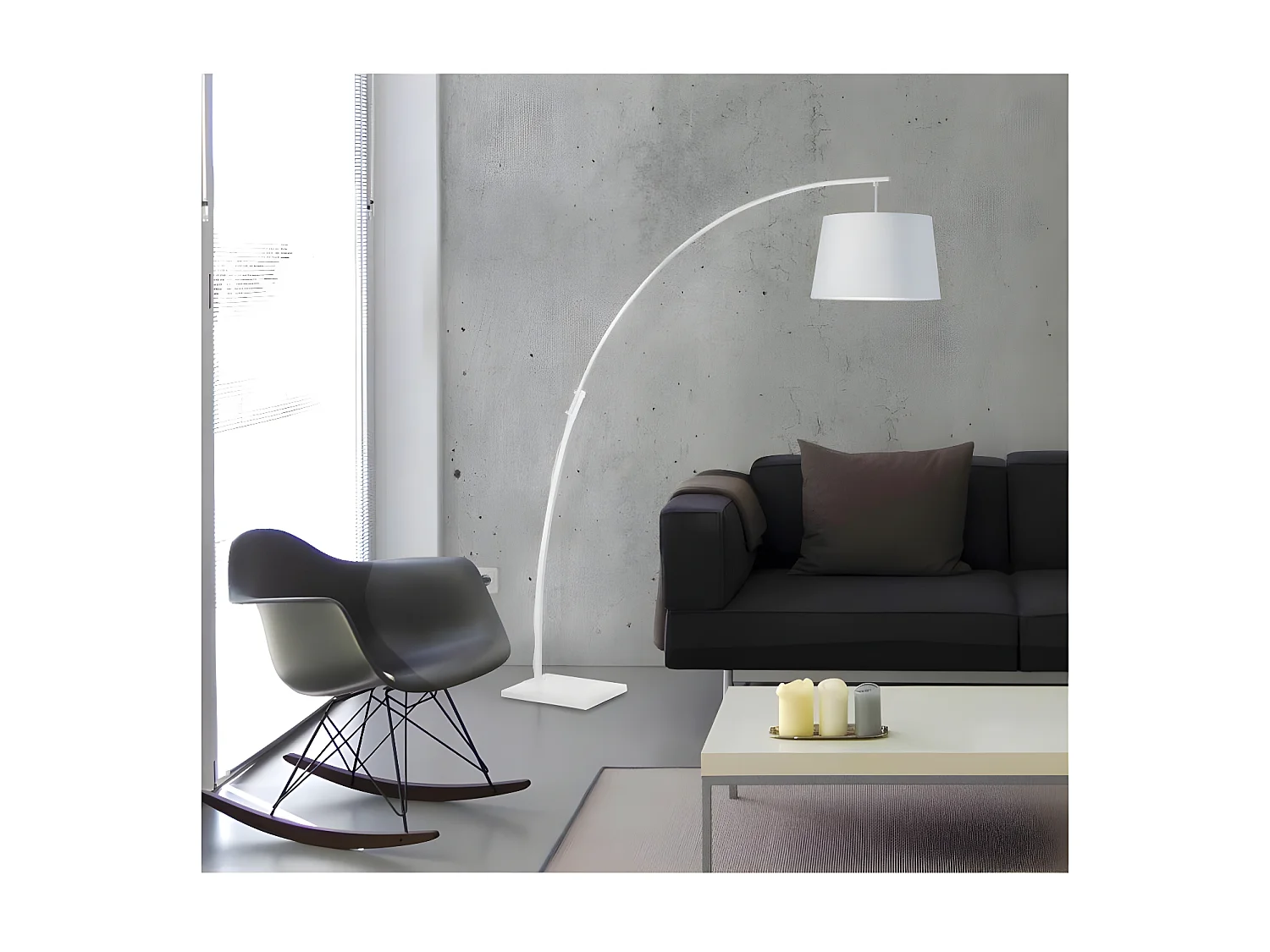 Lampadaire Arc Design "Missoula" 188cm Blanc