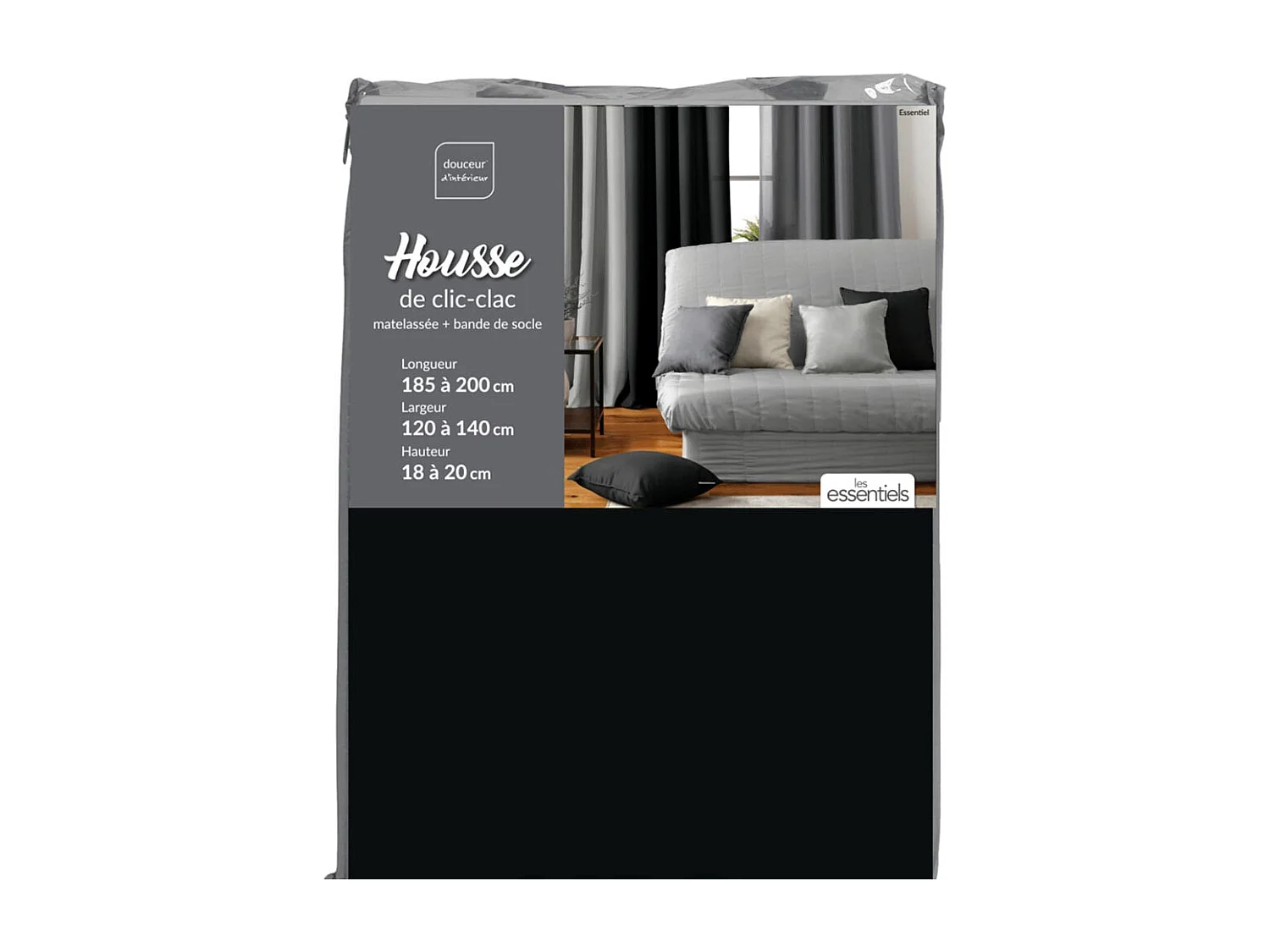 Housse de Clic-Clac "Essentiel" 200cm Noir