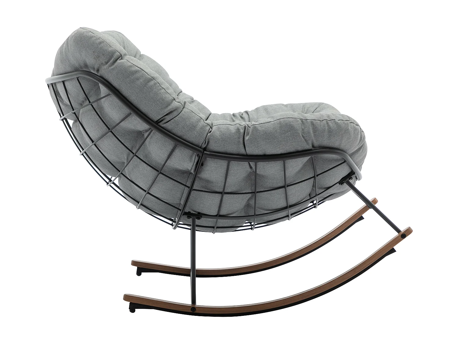 Fauteuil de jardin à bascule en acier - Noir et coussin gris - LIZARO de MYLIA
