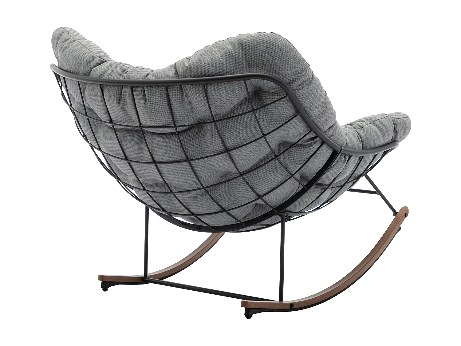 Fauteuil de jardin à bascule en acier - Noir et coussin gris - LIZARO de MYLIA