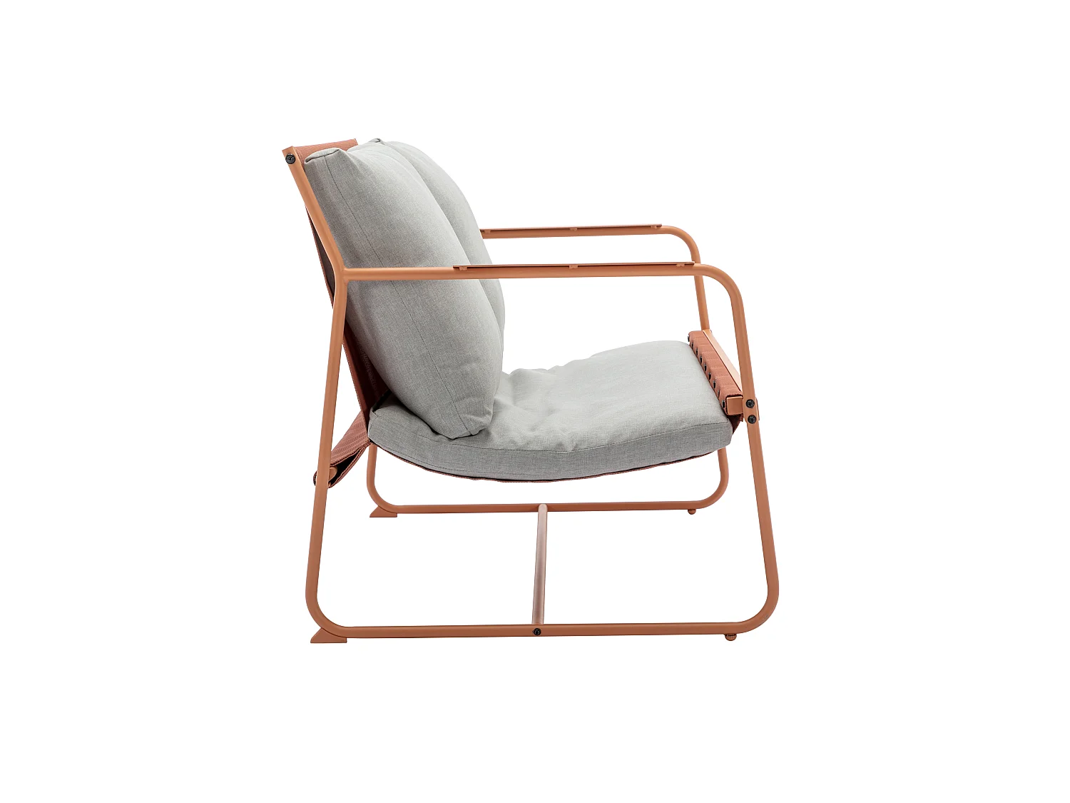 Conjunto de jardín de acero: 1 sofá de 2 plazas, 2 sillones y 2 mesas bajas - Naranja y cojines grises - LASIMO de MYLIA