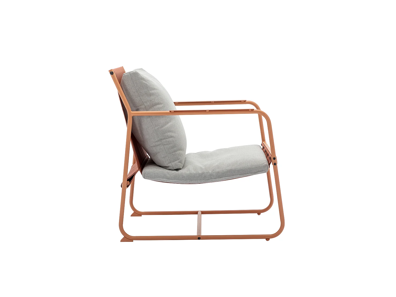 Conjunto de jardín de acero: 1 sofá de 2 plazas, 2 sillones y 2 mesas bajas - Naranja y cojines grises - LASIMO de MYLIA