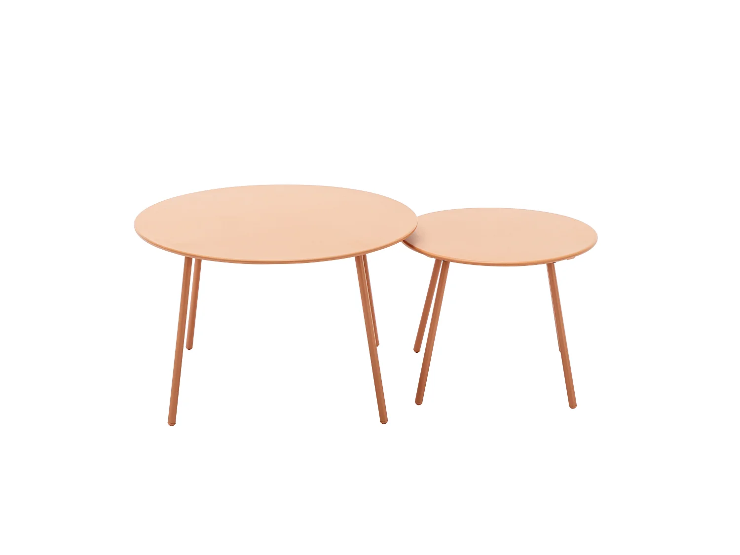 Conjunto de jardín de acero: 1 sofá de 2 plazas, 2 sillones y 2 mesas bajas - Naranja y cojines grises - LASIMO de MYLIA