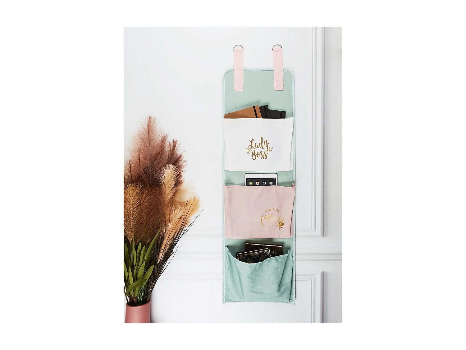 Rangement A Suspendre 3 Poches Lady Boss Blanc, Rose, Bleu