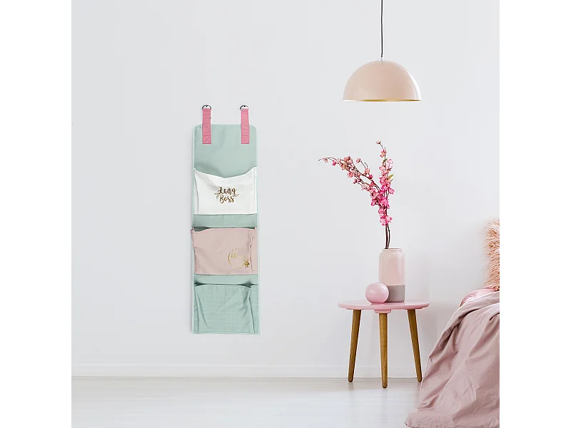 Rangement A Suspendre 3 Poches Lady Boss Blanc, Rose, Bleu