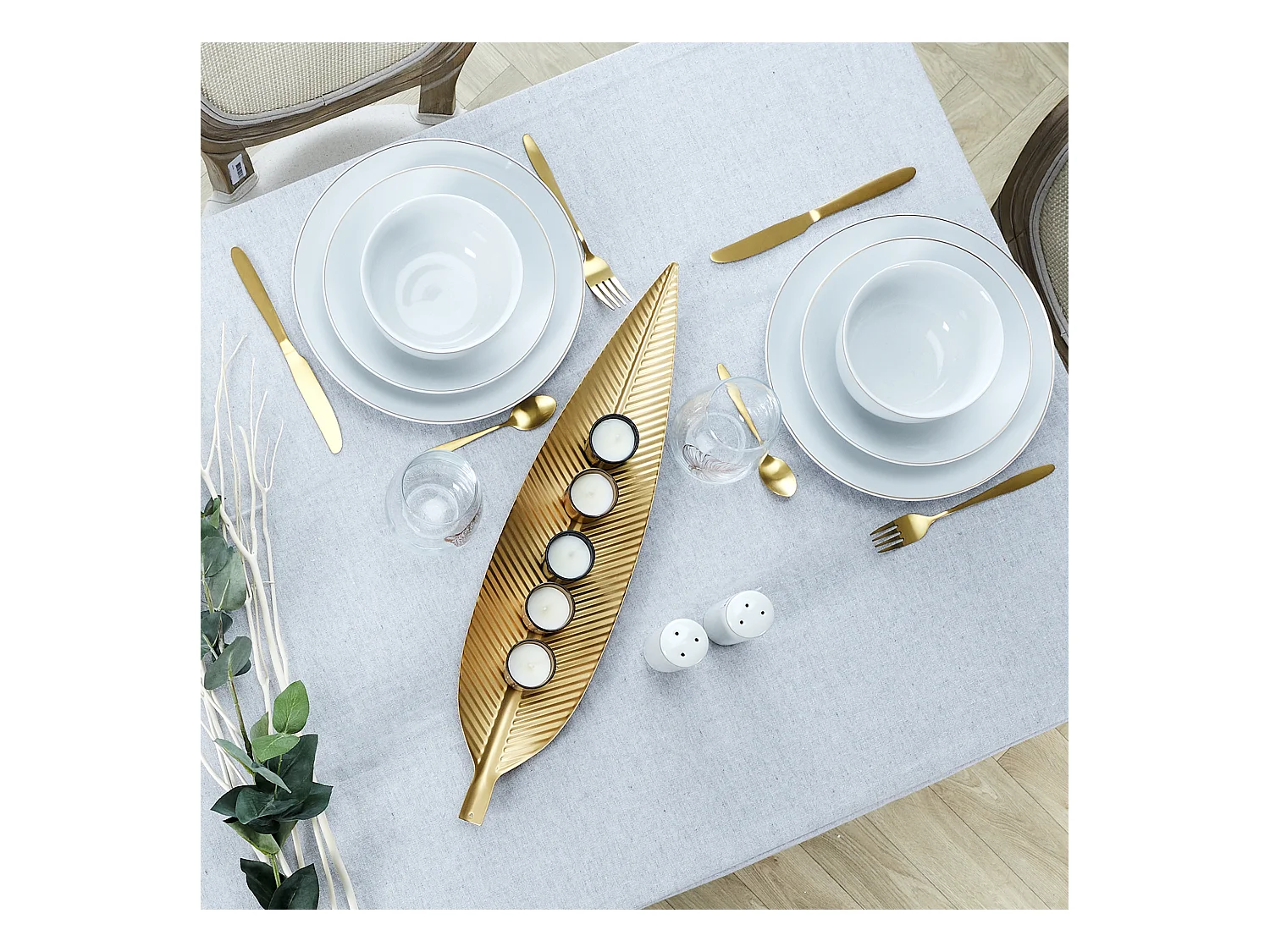 Vide-poche Metal Feuille Dore Or
