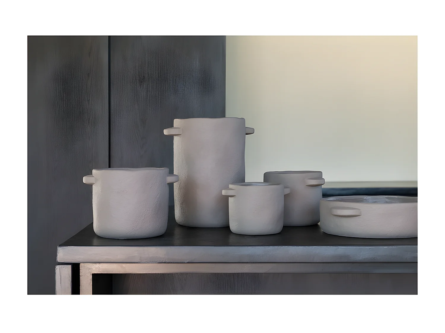 Cache-Pot en Ciment "Gustave" 24cm Marron Foncé