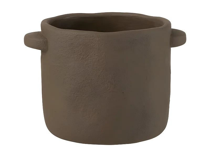 Donkerbruine cementen bloempot 24x19x17cm