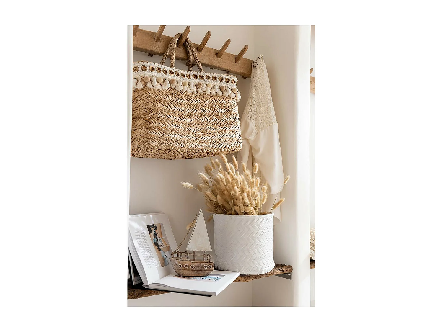 Cache Pot en Ciment "Tissage" 25cm Blanc
