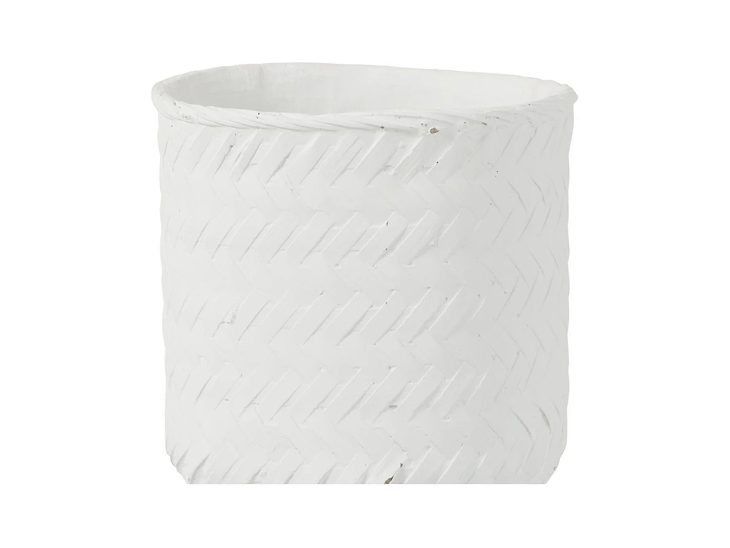 Cache Pot en Ciment "Tissage" 25cm Blanc