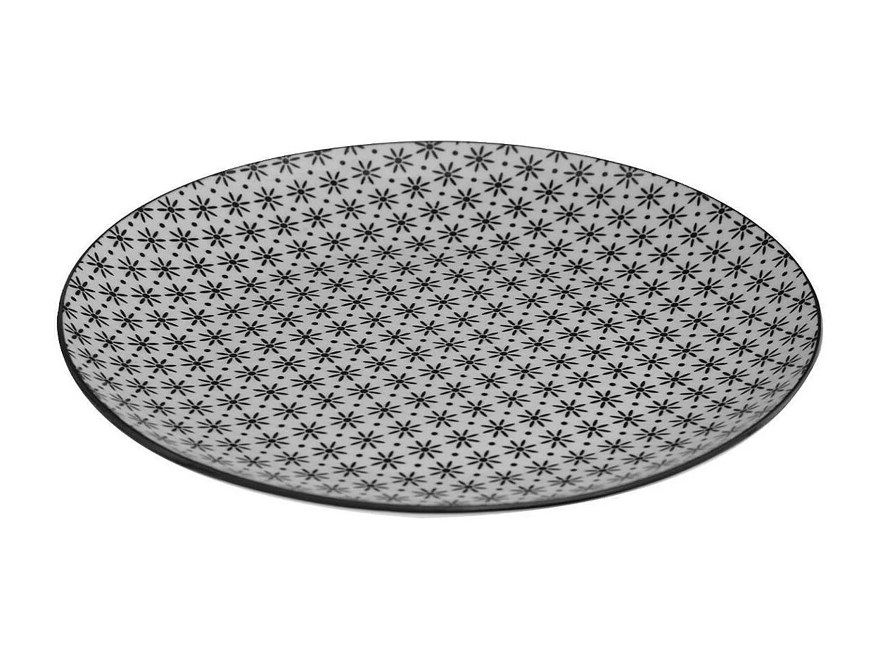 Service de Table 18 Pièces "Bohemia Fleur" 27cm Noir