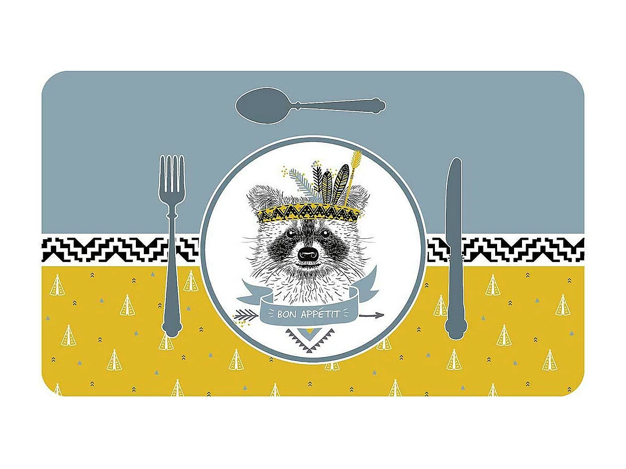 Set de Table Enfant "Filou" 28x44cm Bleu & Jaune