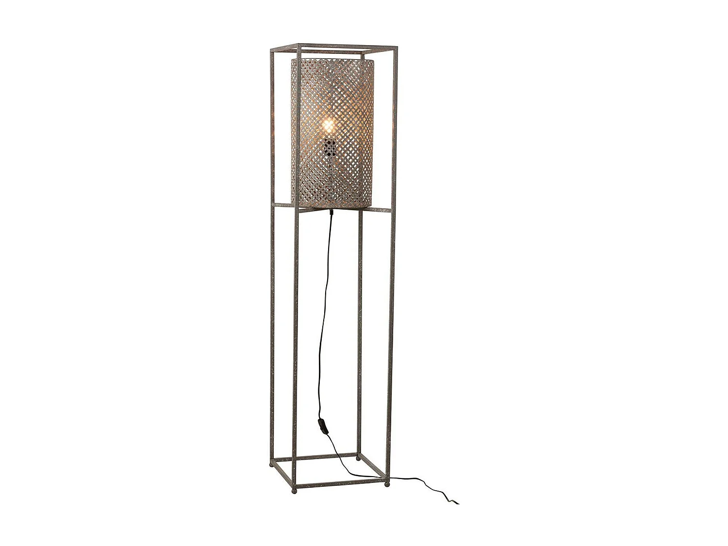 Lampada a piantana traforata in legno grigio 35x35x132 cm