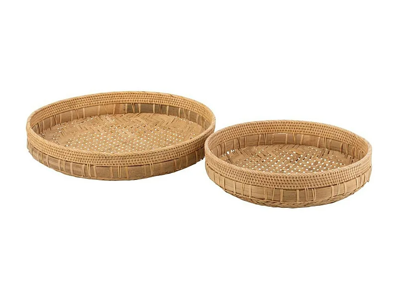 Lot de 2 Coupelles Déco "Rotin" 50cm Naturel