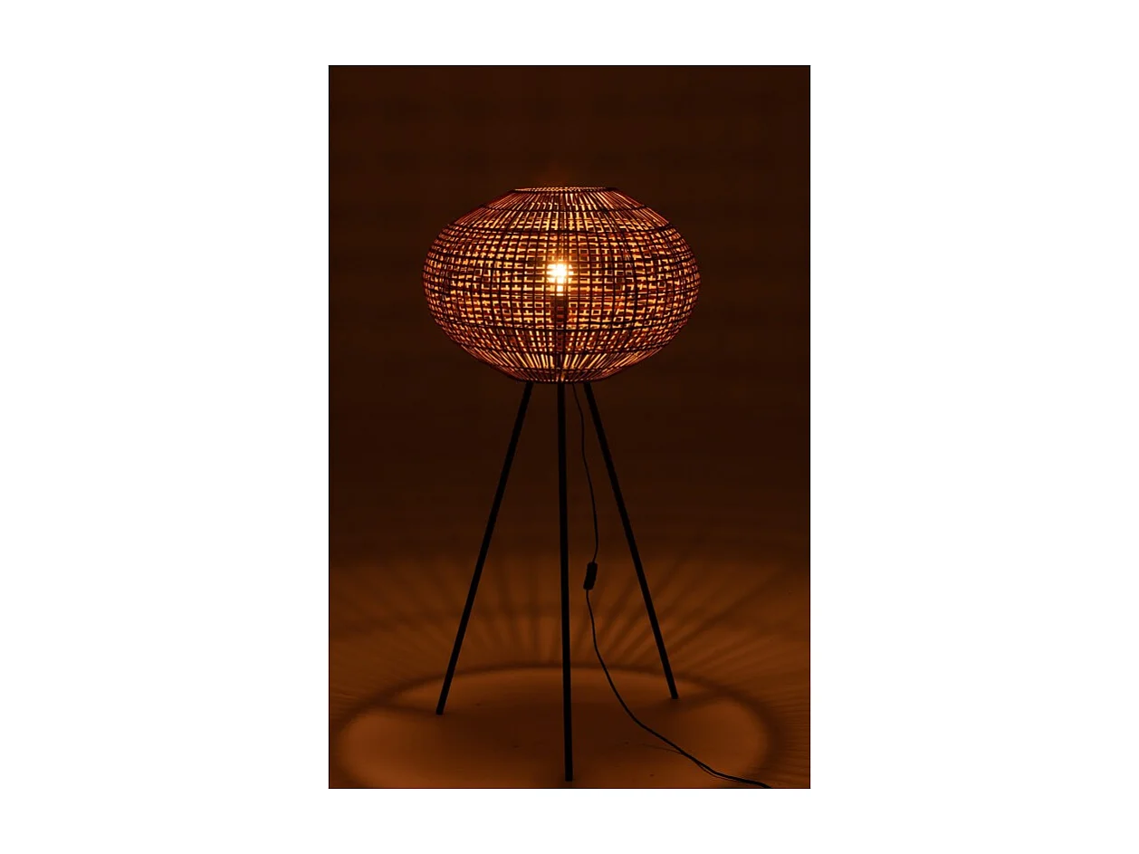 Lampadaire Trépied "Rotin & Métal" 125cm Naturel