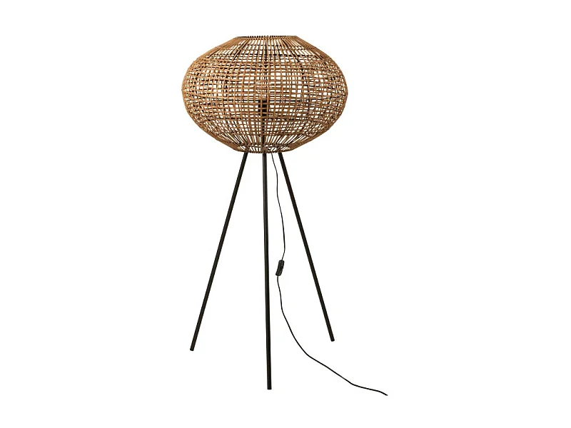 Lampadaire Trépied "Rotin & Métal" 125cm Naturel