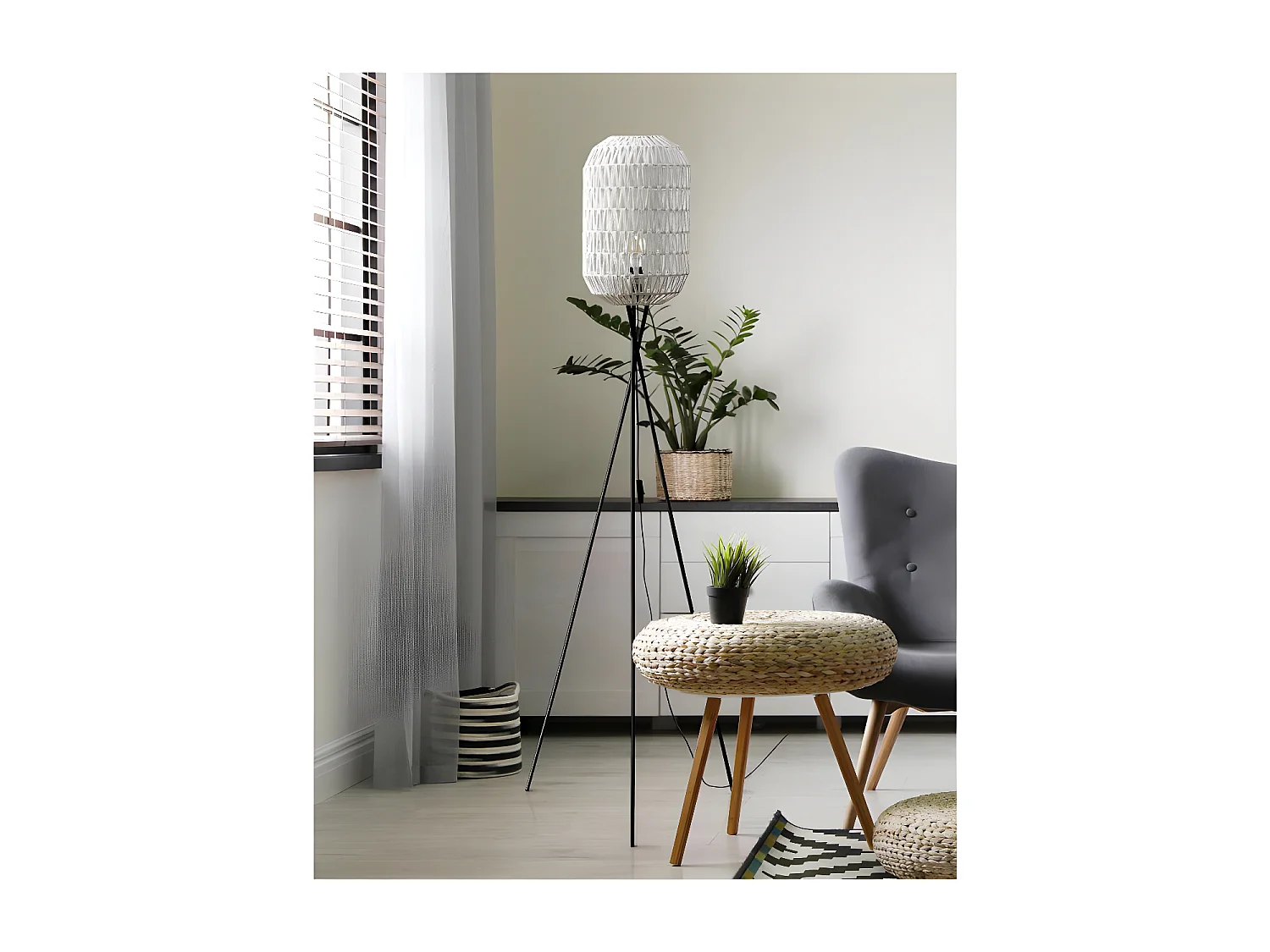 Lampadaire Trépied Design "Richey" 150cm Blanc