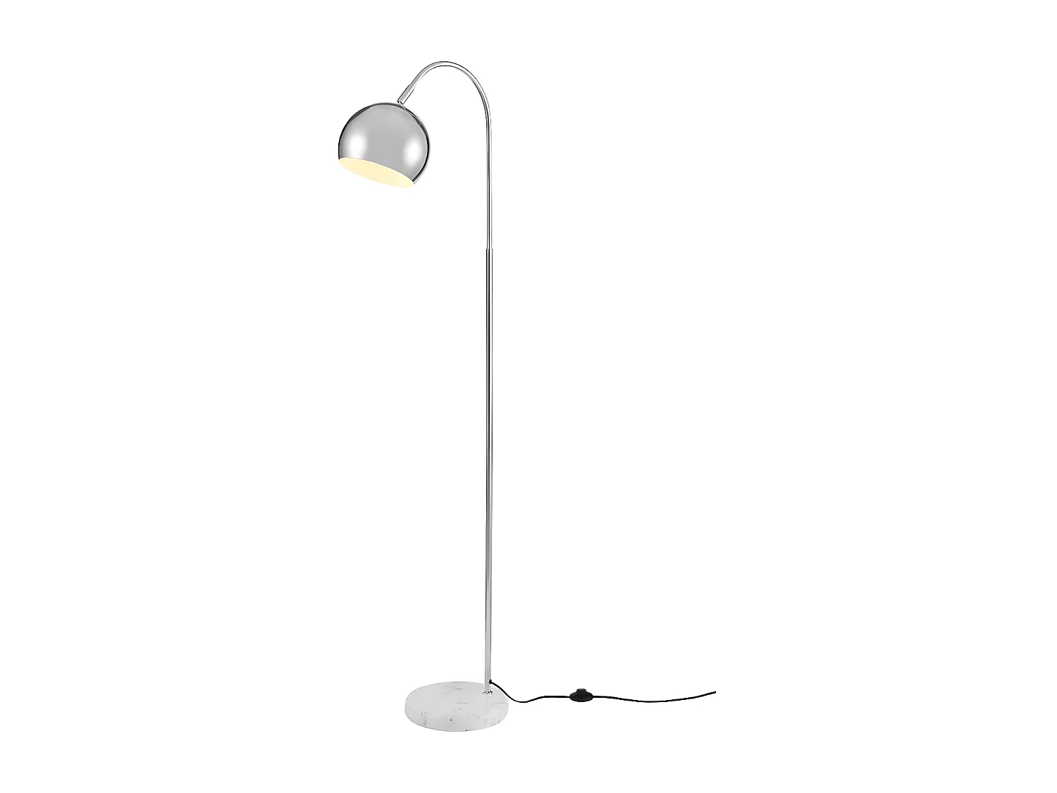 Lampadaire Arc en Marbre "Eureka" 155cm Argent