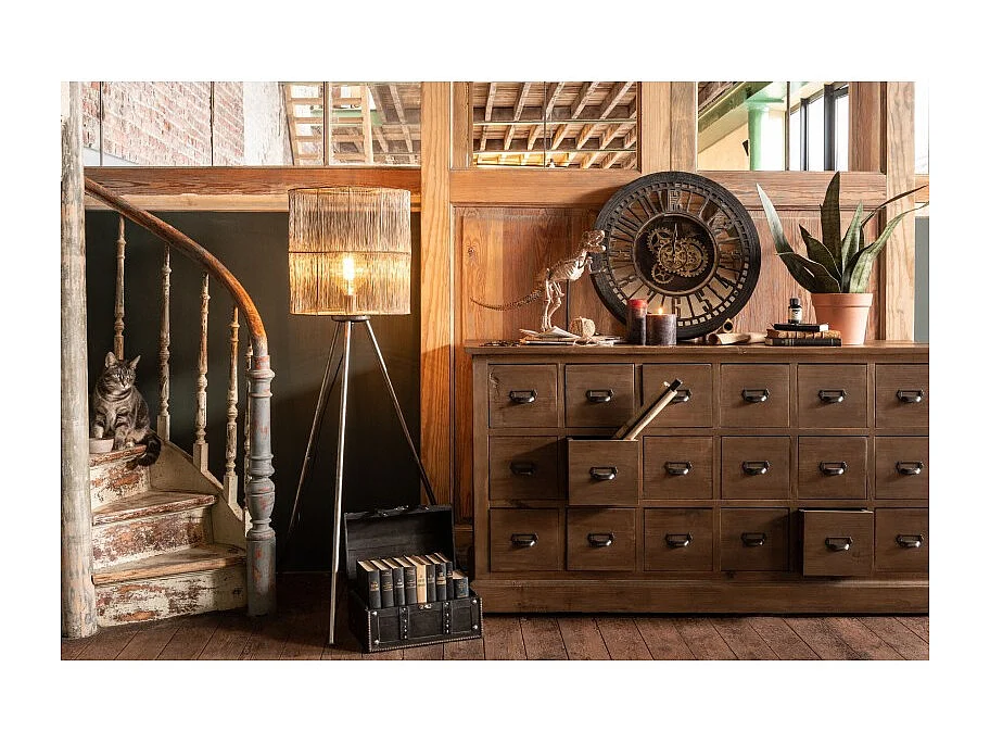 Lampadaire Trépied en Métal "Lofty" 136cm Rouille