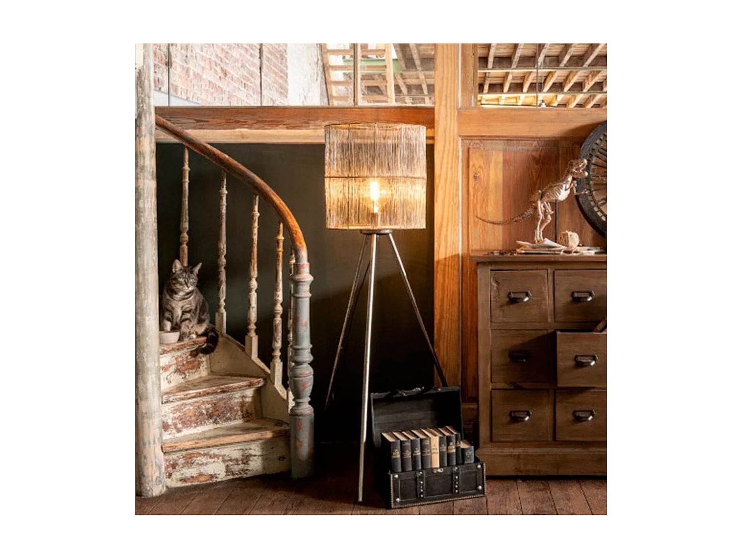 Lampada da terra in metallo industriale 136x74 cm