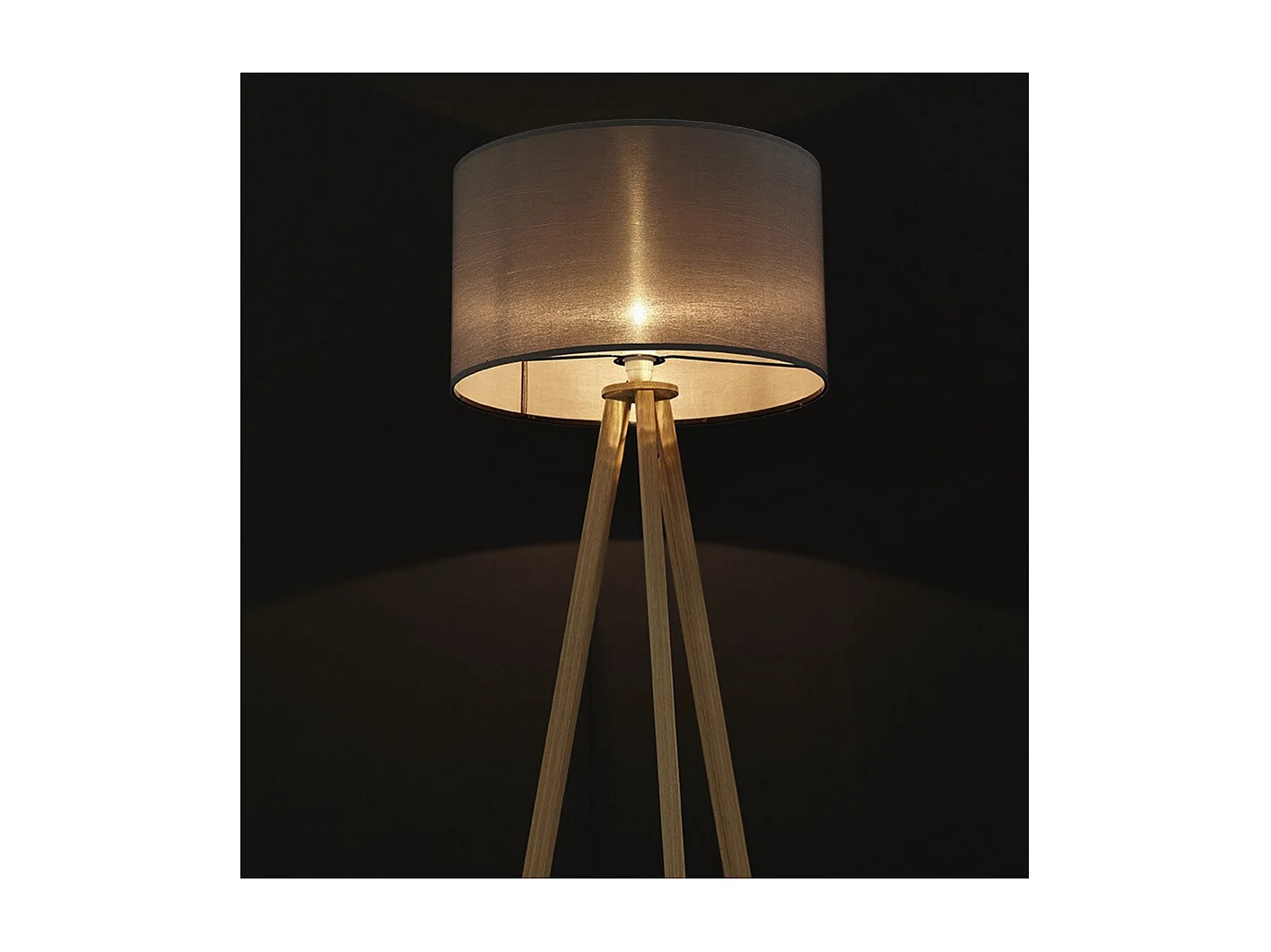 Lampadaire Trépied "Fidelio" 159cm Naturel & Gris