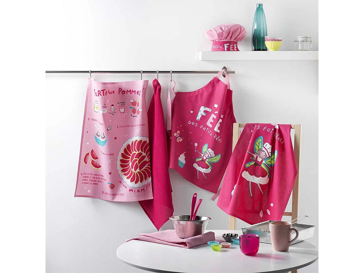 Lot de 2 Torchons Enfant "Mini Fée" 50x70cm Rose