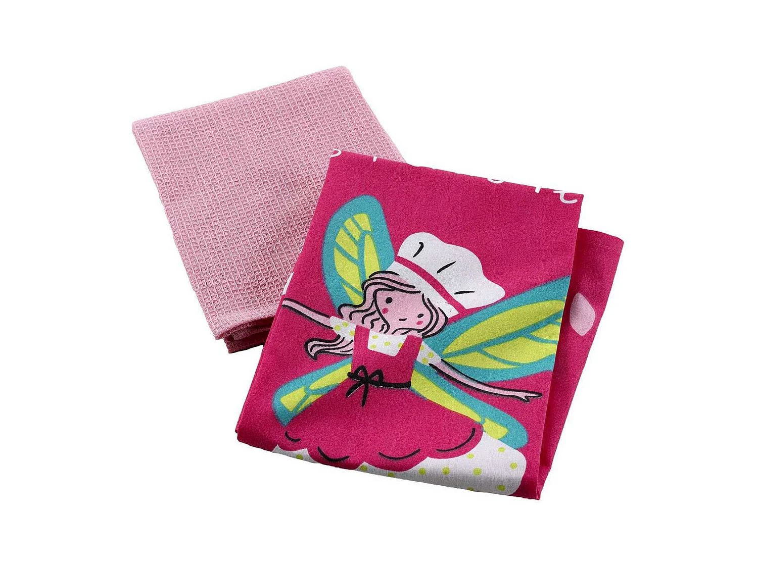 Lot de 2 Torchons Enfant "Mini Fée" 50x70cm Rose