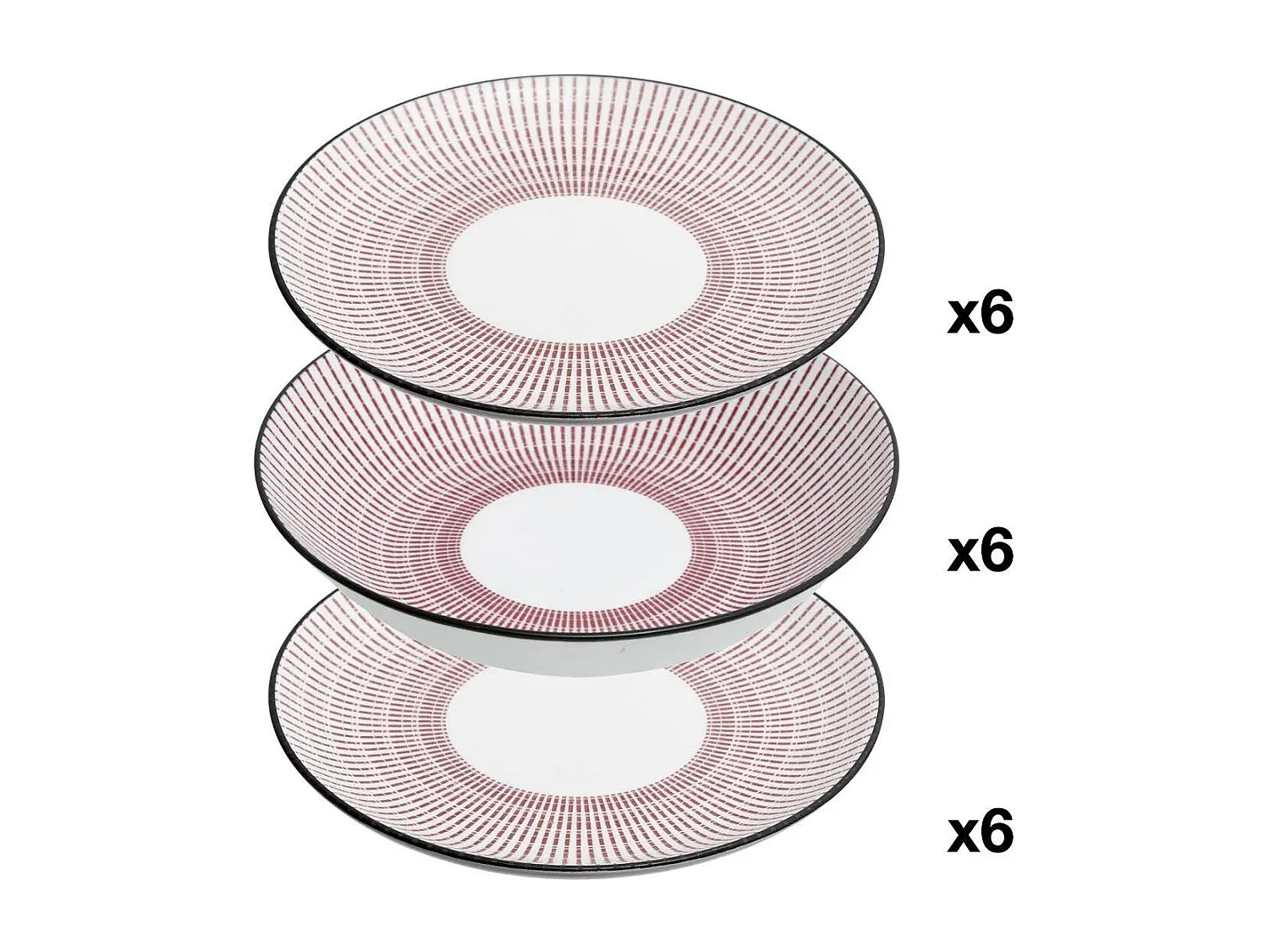 Service de Table 18 Pièces "Lunis" 27cm Rouge