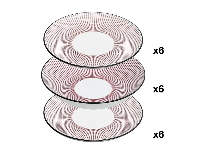 Service de Table 18 Pièces "Lunis" 27cm Rouge