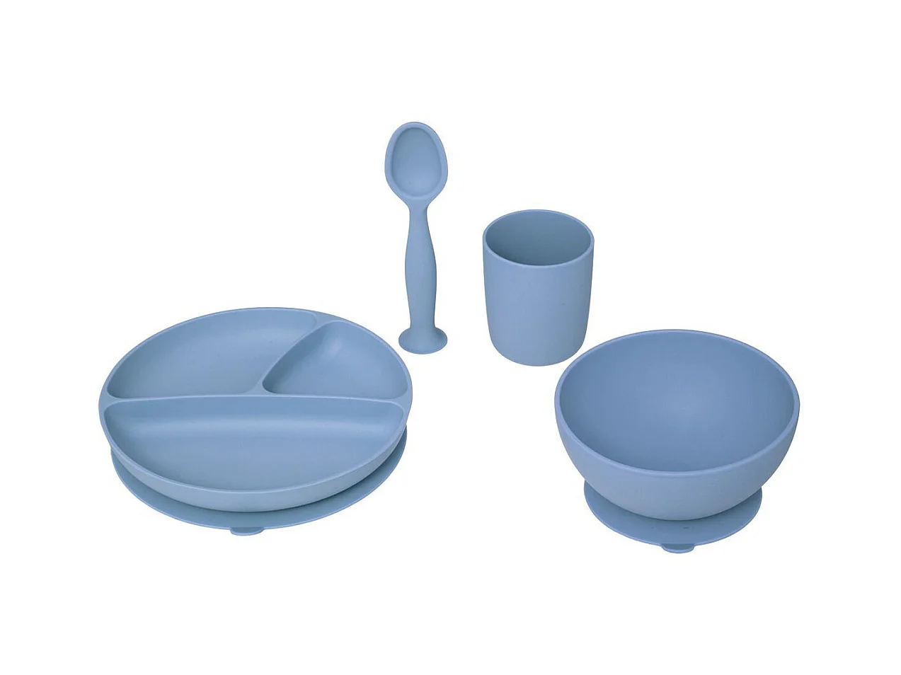 Set Repas Enfant "Silicone" 17cm Bleu
