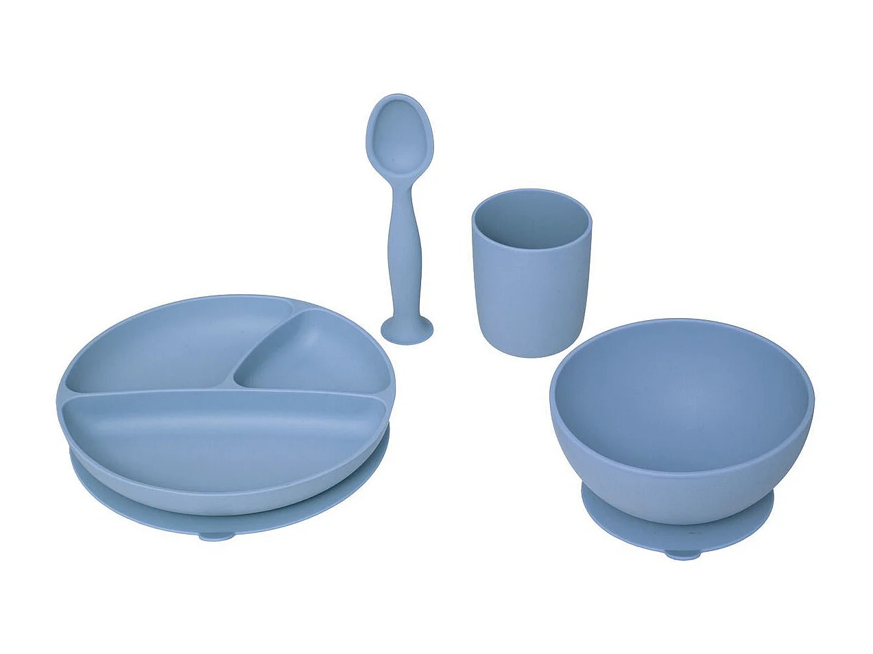 Set Repas Enfant "Silicone" 17cm Bleu