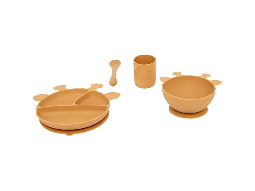 Set Repas Enfant en Silicone "Yum" 21cm Moutarde