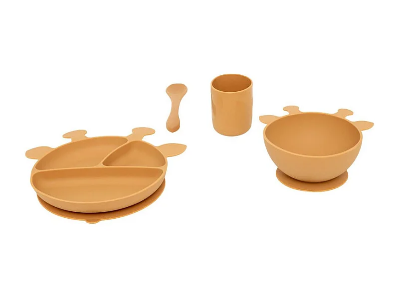 Set Repas Enfant en Silicone "Yum" 21cm Moutarde