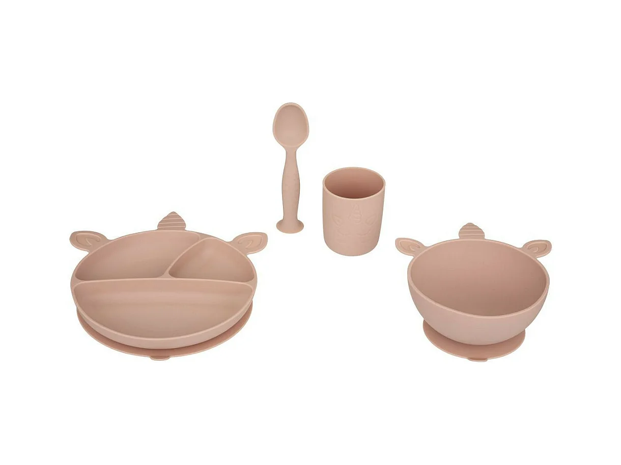 Set Repas Enfant "Silicone" 17cm Rose