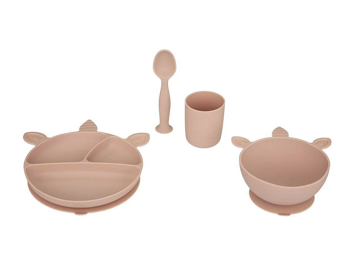 Set Repas Enfant "Silicone" 17cm Rose