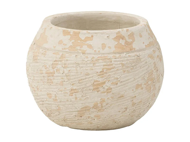 Cache-Pot Rond Design "Rustique" 23cm Blanc