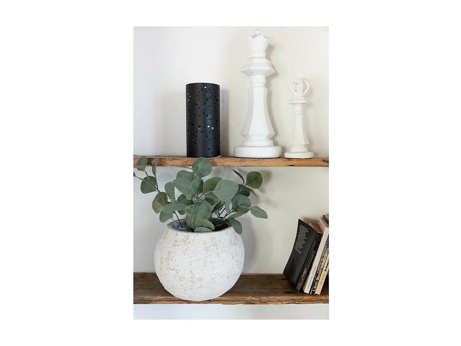 Cache-Pot Rond Design "Rustique" 23cm Blanc