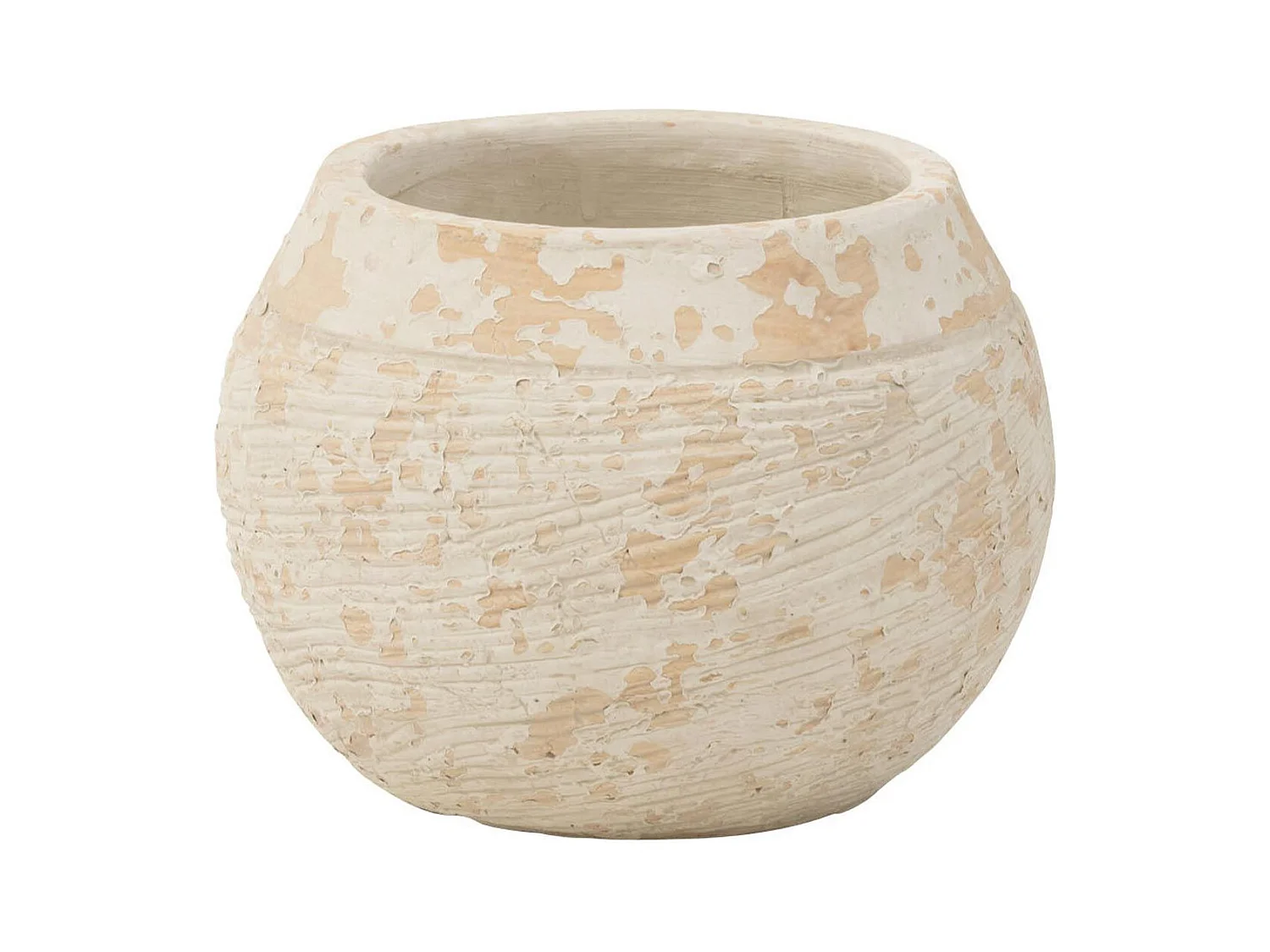 Cache-Pot Rond Design "Rustique" 23cm Blanc