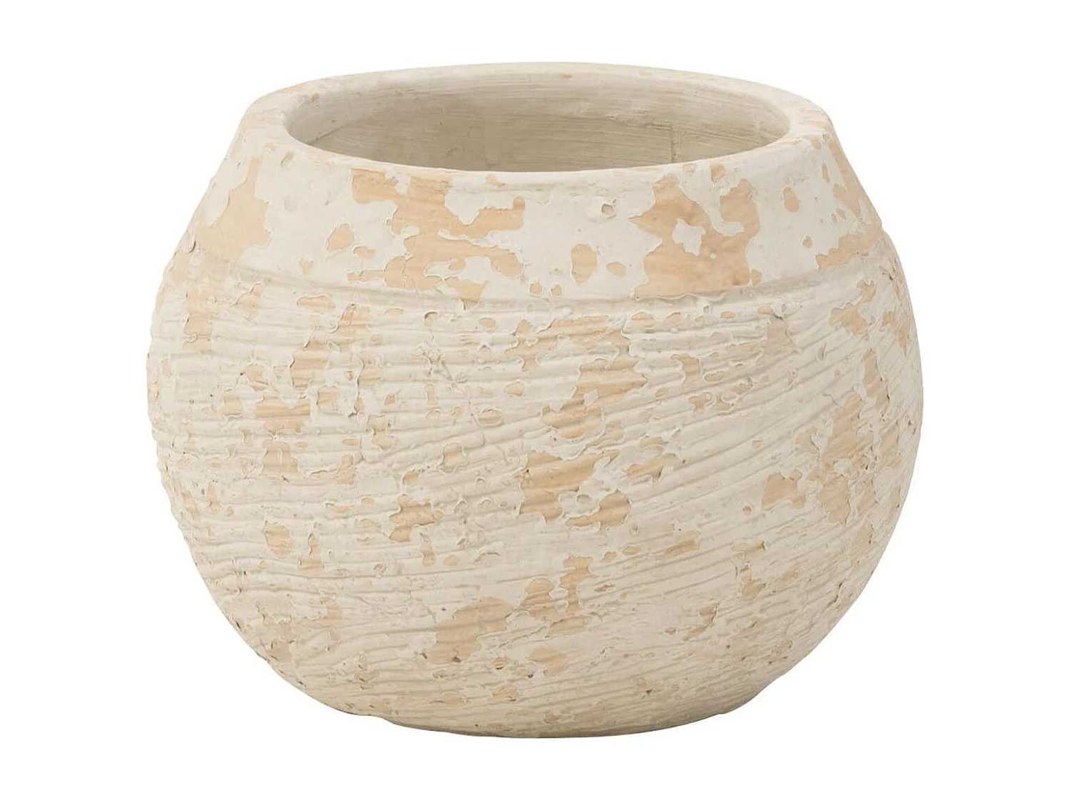 Cache-Pot Rond Design "Rustique" 23cm Blanc