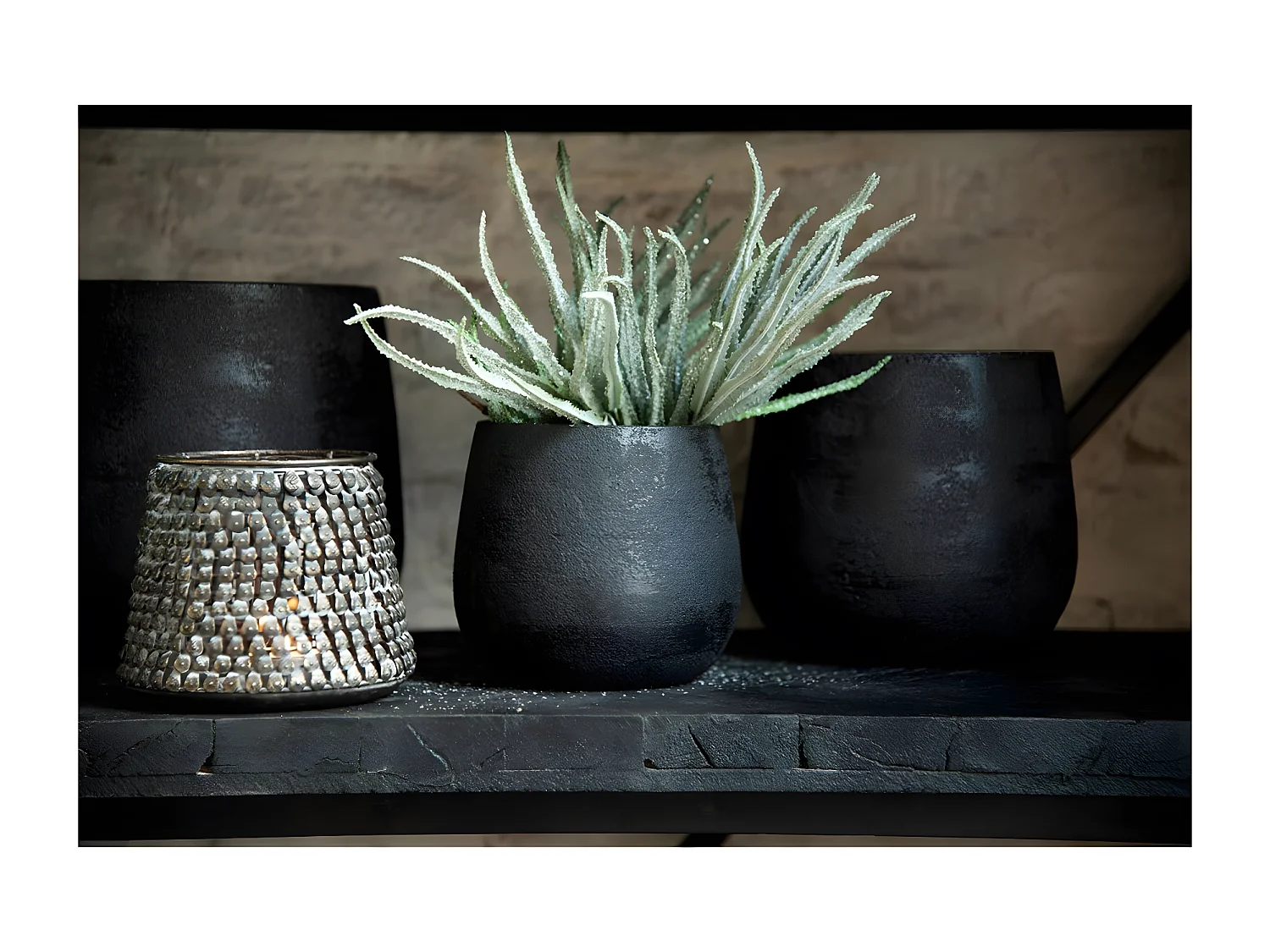 Cache-Pot en Céramique "Irrégulier" 22cm Noir