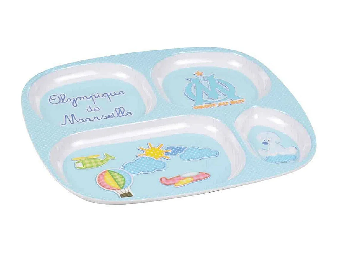 Assiette 4 Compartiments "Olympique de Marseille" 24cm Bleu