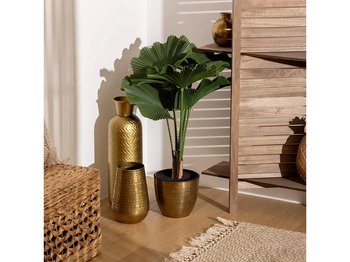 Pot de Fleurs Déco en Métal "Oasis" 18cm Or