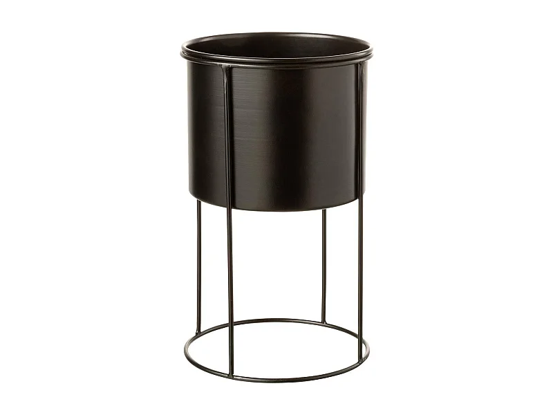 Cache-Pot sur Pied Design "Métal" 33cm Noir