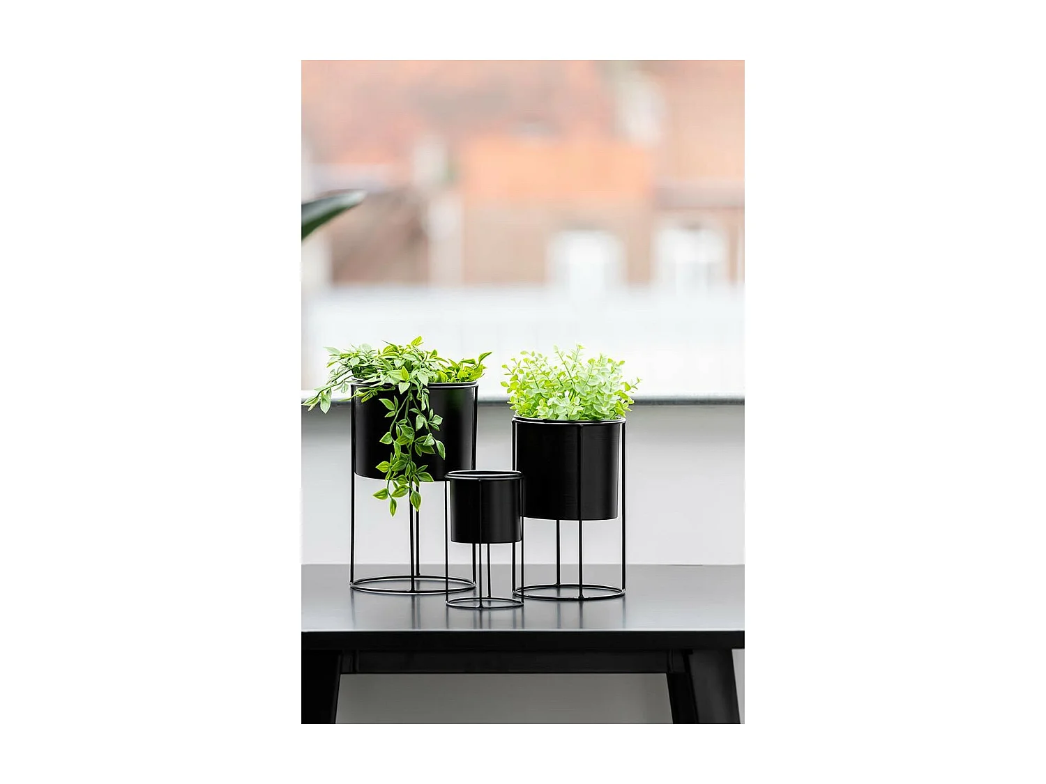 Cache-Pot sur Pied Design "Métal" 33cm Noir