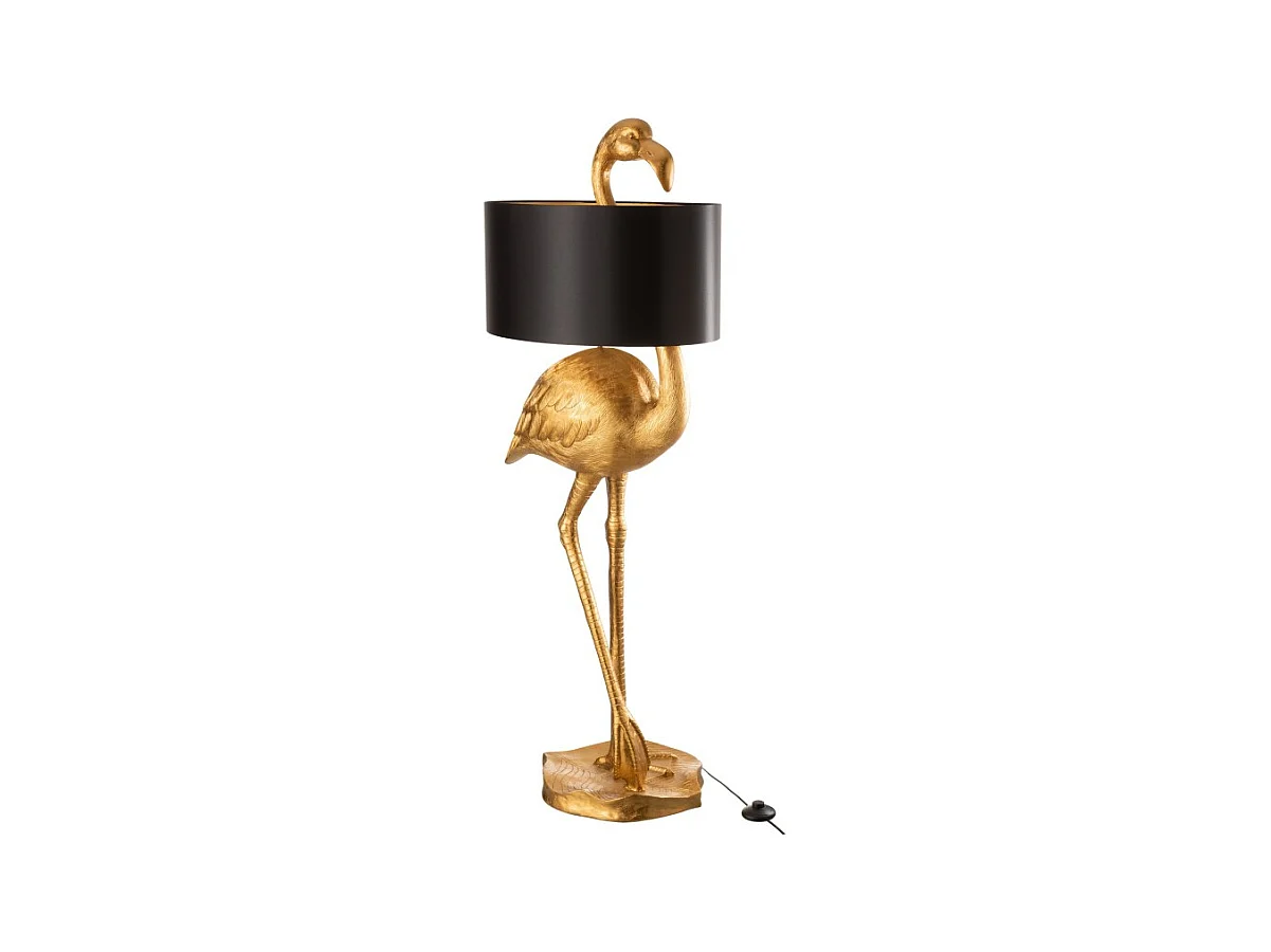 Lampadaire Design "Flamant" 142cm Or & Noir