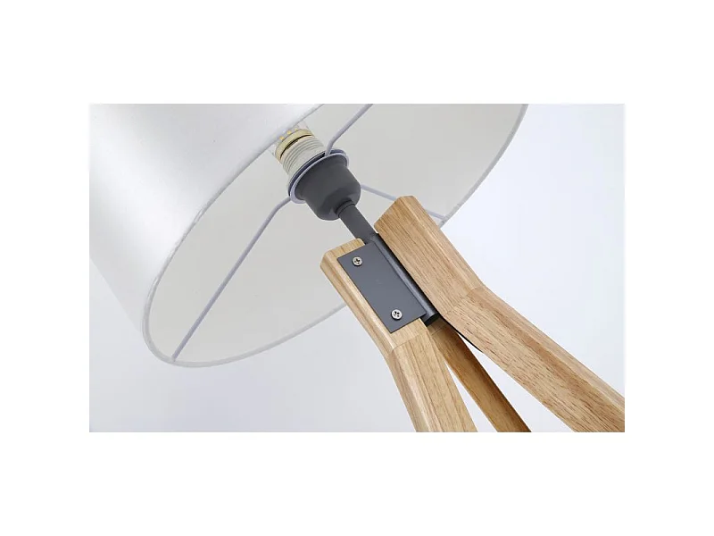 Lampadaire en Bois "Dawan" 148cm Naturel & Blanc