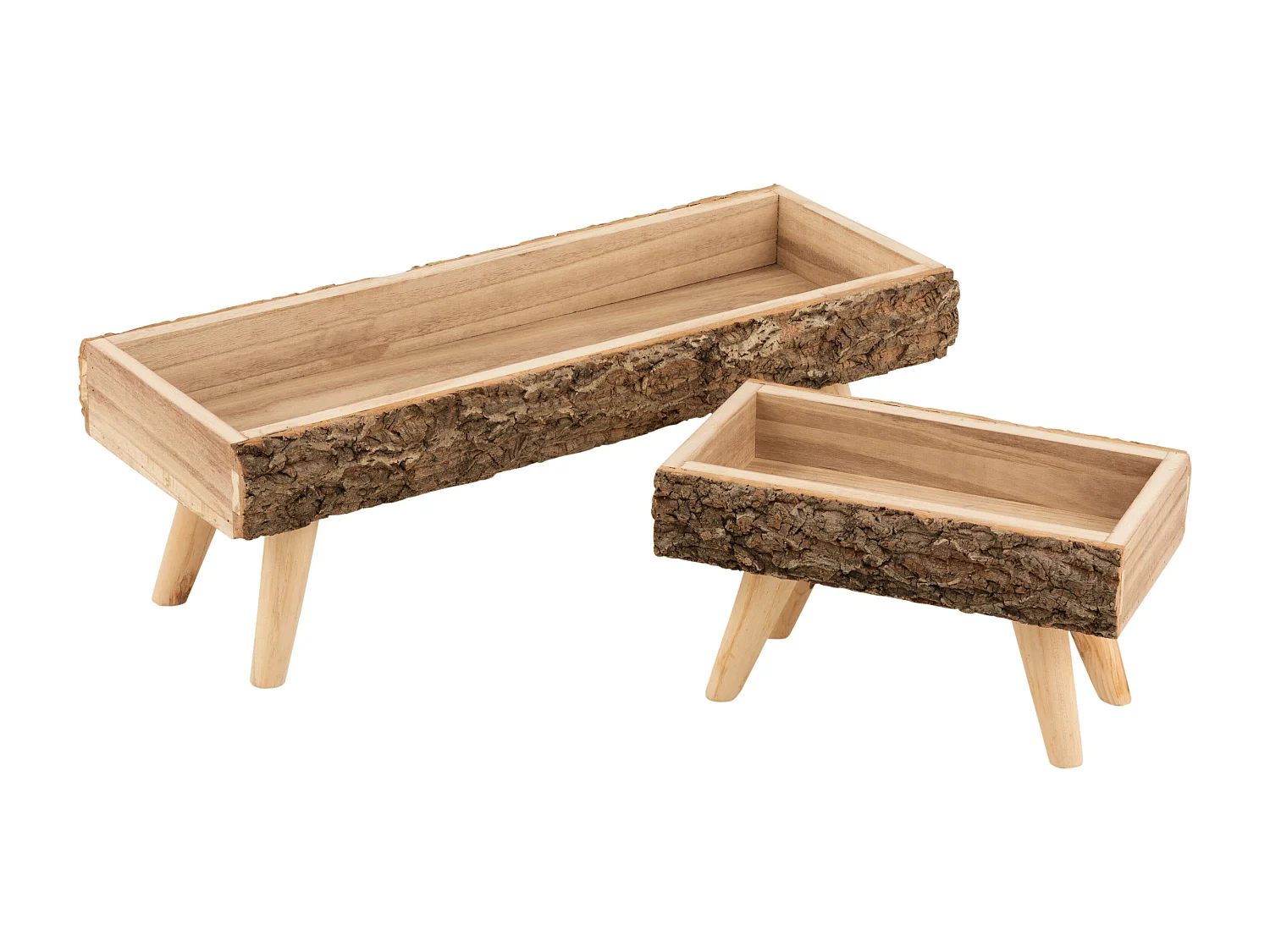 Cache-Pot sur Pied "Tronc en Bois" 54cm Naturel