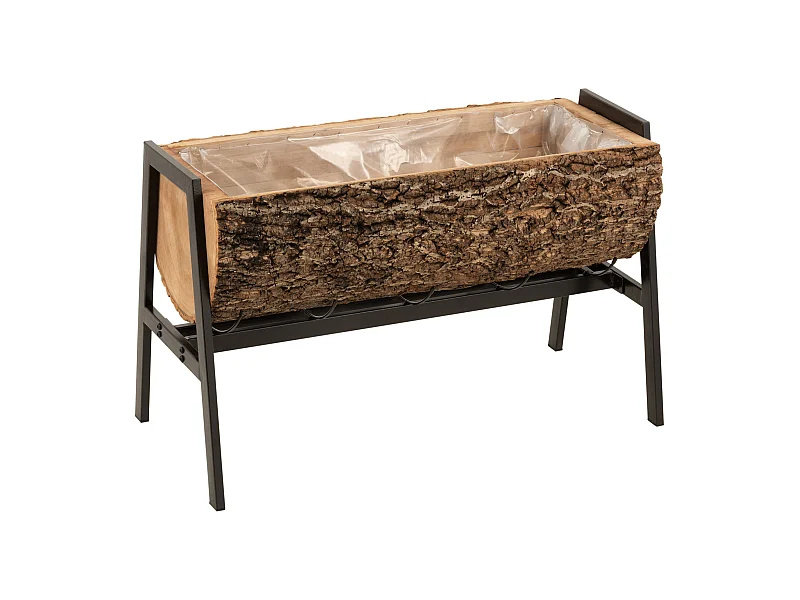 Cache-Pot sur Pied "Tronc en Bois" 78cm Naturel