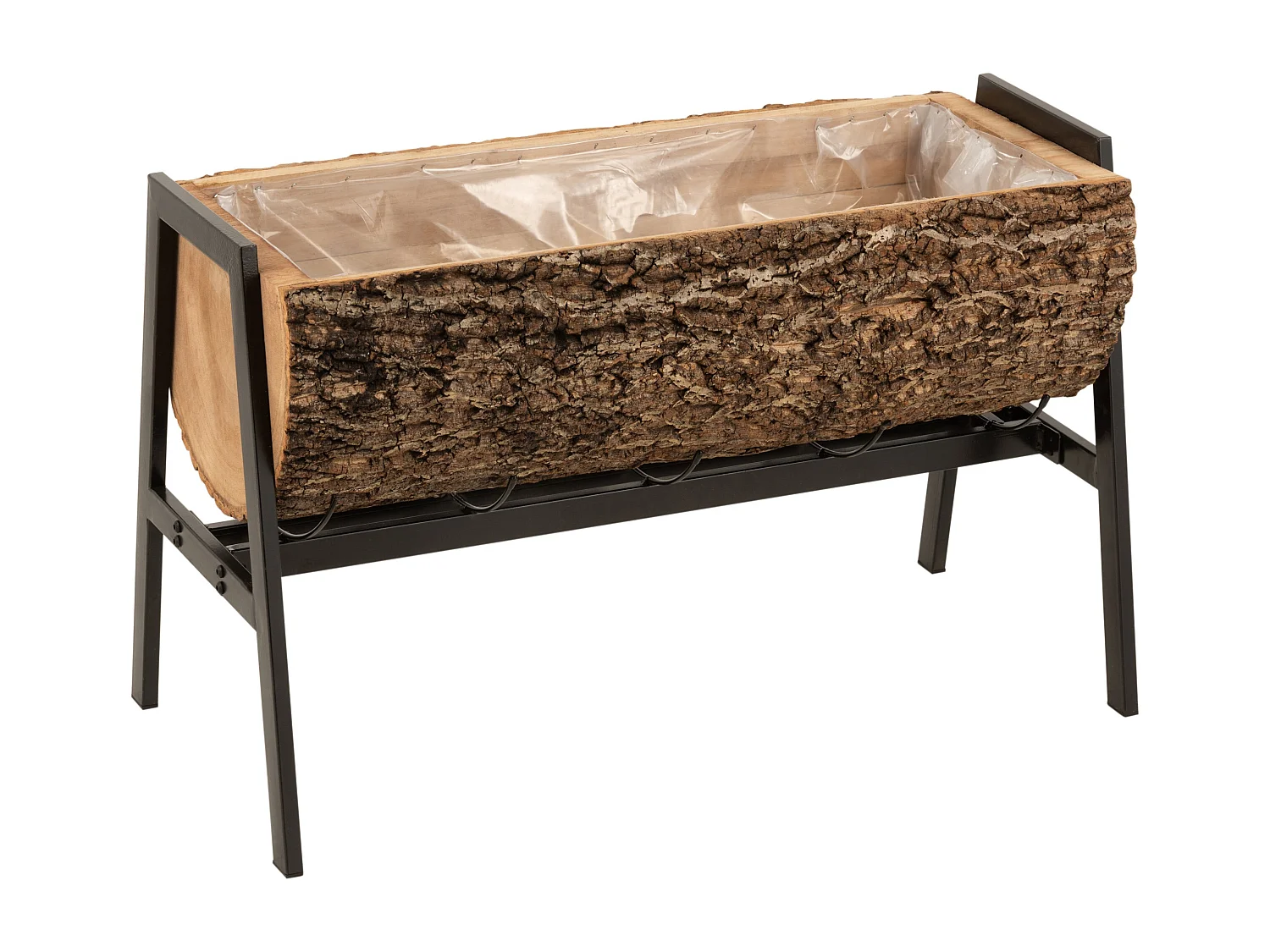 Cache-Pot sur Pied "Tronc en Bois" 78cm Naturel